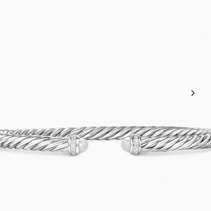 David Yurman Cable Flex Sterling Silver with Pearls and Diamonds, 4mm. New wTag